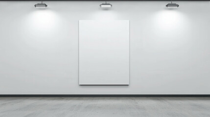 Poster - Minimalist Gallery Setting with Empty Poster Frame on Display in Bright Lighting