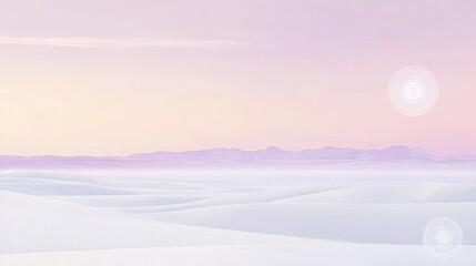 Wall Mural - Pastel sunrise over white desert dunes. Soft light and gentle colors.