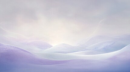 Sticker - Pastel winter landscape with soft, muted colors and rolling hills covered in snow. A serene and dreamy scene with a soft light source.