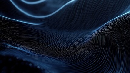 Poster - Futuristic Abstract Technology Background with Flowing Waves and Light Patterns in Dark Color Palette for Digital Art and Design Projects