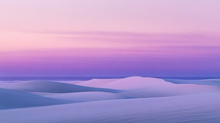 Wall Mural - Pastel-toned desert landscape at sunrise or sunset. Soft, dreamy colors of lavender and rose. Gentle sand dunes. Horizon line.