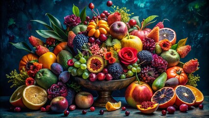 Wall Mural - Vibrant Fruit Bouquets: Creative Still Life Photography