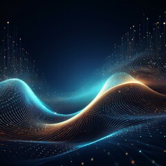 Poster - Abstract particle wave with futuristic point connections, representing data flow and technology, perfect for tech illustrations, vectors, and digital art