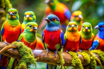 Wall Mural - Vibrant South American Birds in their Natural Habitat: A Documentary Photography Collection