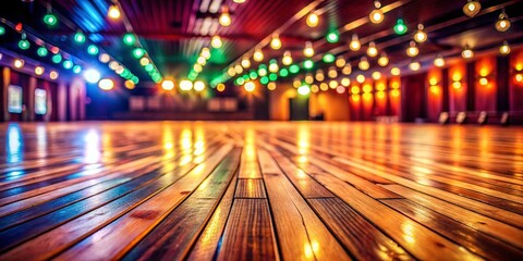 Wall Mural - Vibrant Stage Lighting on Wooden Floor - Tilt-Shift Photography