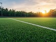 © Panithi - Scenic Sunset Over Baseball Field with Green Grass and Lights