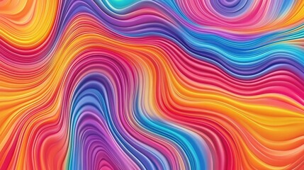 Poster - Vibrant Colorful Stripes in Rainbow Pattern with Waves for Background and Design Use