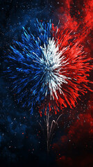 Wall Mural - Red  White  Blue Fireworks Explosion