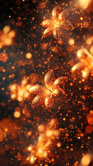 Wall Mural - Sparkling Golden Lilies Festive Background