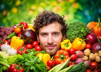 Poster - Vibrant Vegetable Portrait: Fresh Produce Background for Culinary Photography