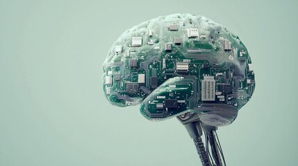 Poster - Robotic brain made of circuit boards calculating stock patterns, [algorithmic trading], [machine intelligence in markets]