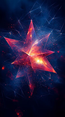 Wall Mural - Fiery Star Network  Abstract Digital Art