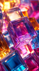 Wall Mural - Vibrant Colorful Glass Cubes Abstract Background