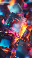 Wall Mural - Vibrant Glass Cubes  Abstract Background  Colorful Crystals  Iridescent Texture