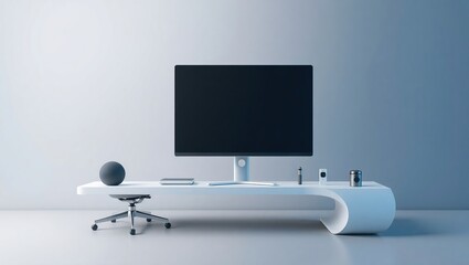 Leinwandbilder - Modern minimalist workspace with sleek computer setup
