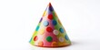 © Danicha - Vintage Colorful Paper Party Hat with Holes on White Background - Festive Birthday Celebration Decoration
