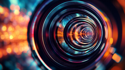 Poster - Colorful abstract patterns create a swirling tunnel effect with vibrant light