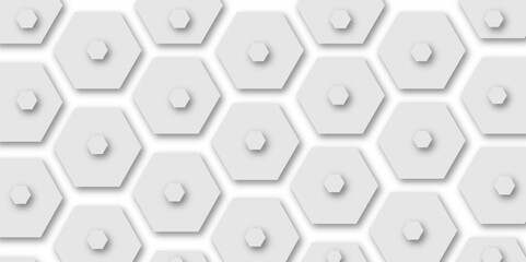 Wall Mural - Abstract modern white and grey hexagon technology geometric pattern concept white background. Use for template, wallpaper, website vector illustration