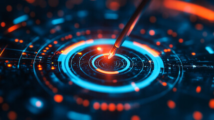 Poster - Interactive digital interface displaying a futuristic design with glowing elements