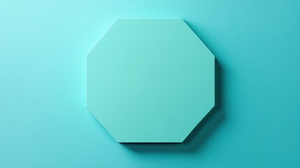 Wall Mural - A minimalist octagonal shape in a turquoise hue against a matching background.