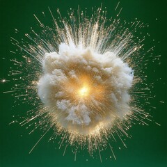 Canvas Print - Bright explosion, green background, energy burst, visual effects, design element