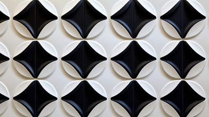 Poster - Black and white orbiting atoms or planets forming elliptical orbits in a repeat seamless pattern in square format