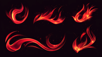 Poster - set of red fire flames for warning symbols, such logo. vector version also available in gallery