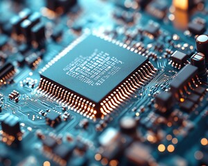 Poster - Closeup of a mobile phone s CPU and electronic chip exposed from a disassembled device, perfect for tech repair, service, and mobile maintenance content