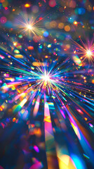 Wall Mural - Iridescent Light Burst  Colorful Abstract Background
