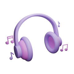 3d icon render purple headphones with tone