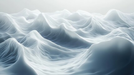 Poster - Abstract White Waves Background with Futuristic Technology Concept Ideal for Digital Media and Creative Projects