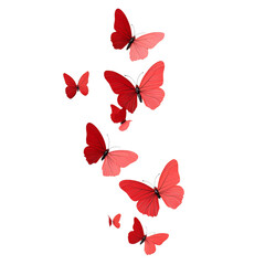 Poster - Minimalist Elegance: Red Butterflies on transparent Background