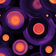 Aufkleber - Abstract purple and orange concentric circles pattern.