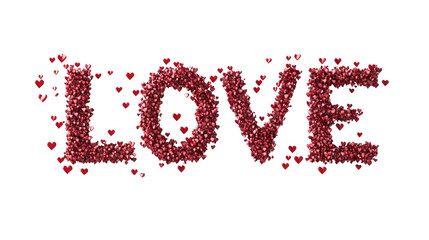 Aufkleber - 3D Rendered 'LOVE' Composed of Red Hearts – Elegant and Romantic Design