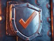 © MK - Metal shield with check mark