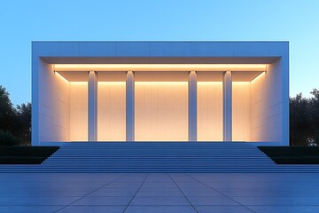 Poster - Contemporary Minimalist Architecture with Symmetrical Lighting Columns : Generative AI