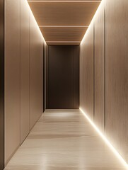 Poster - Modern Minimalist Corridor with Ambient Lighting and Textured Walls : Generative AI