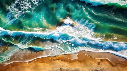 Wall Mural - large sea waves roll onto the sandy shore