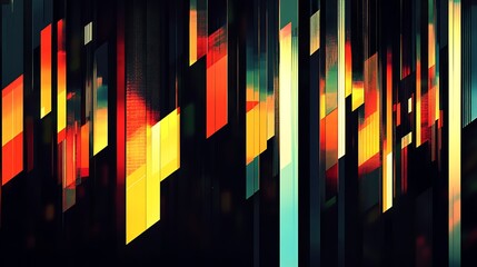 Fototapete - Vibrant Abstract Geometric Light Patterns in a Dynamic Digital Design : Generative AI