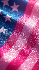 Wall Mural - Glittering American Flag Background  Patriotic Sparkle Texture