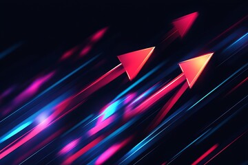 Aufkleber - Vibrant Abstract Arrow Streaks in Motion Against Dark Background for Futuristic Technology Artwork : Generative AI
