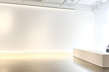 Poster - Modern Minimalistic Art Gallery Exhibit with Spacious White Walls and Bright Lighting : Generative AI