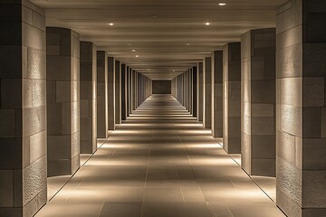 Aufkleber - Elegant Modern Hallway with Soft Lighting and Symmetrical Design : Generative AI