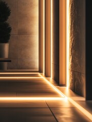 Poster - Warmly Lit Corridor with Minimalistic Design Elements : Generative AI