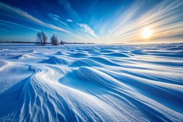 Wall Mural - Winter Wonderland: Blown Hard Snow with High Depth of Field