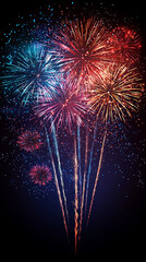 Wall Mural - Festive Fireworks Display  Night Sky Celebration