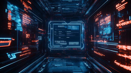 Poster - HUD futuristic info box and borders, display interface elements, vector callout frames. HUD and Sci Fi or future technology screen frames and info boxes, virtual dashboard callout message borders