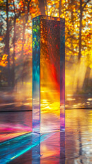 Wall Mural - Colorful Glass Prism Autumn Forest Background
