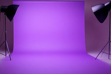 Poster - Minimalistic Photography Studio featuring Purple Backdrop and Dark Lighting : Generative AI