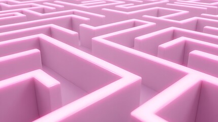 Pink Three Dimensional Maze Abstract Design